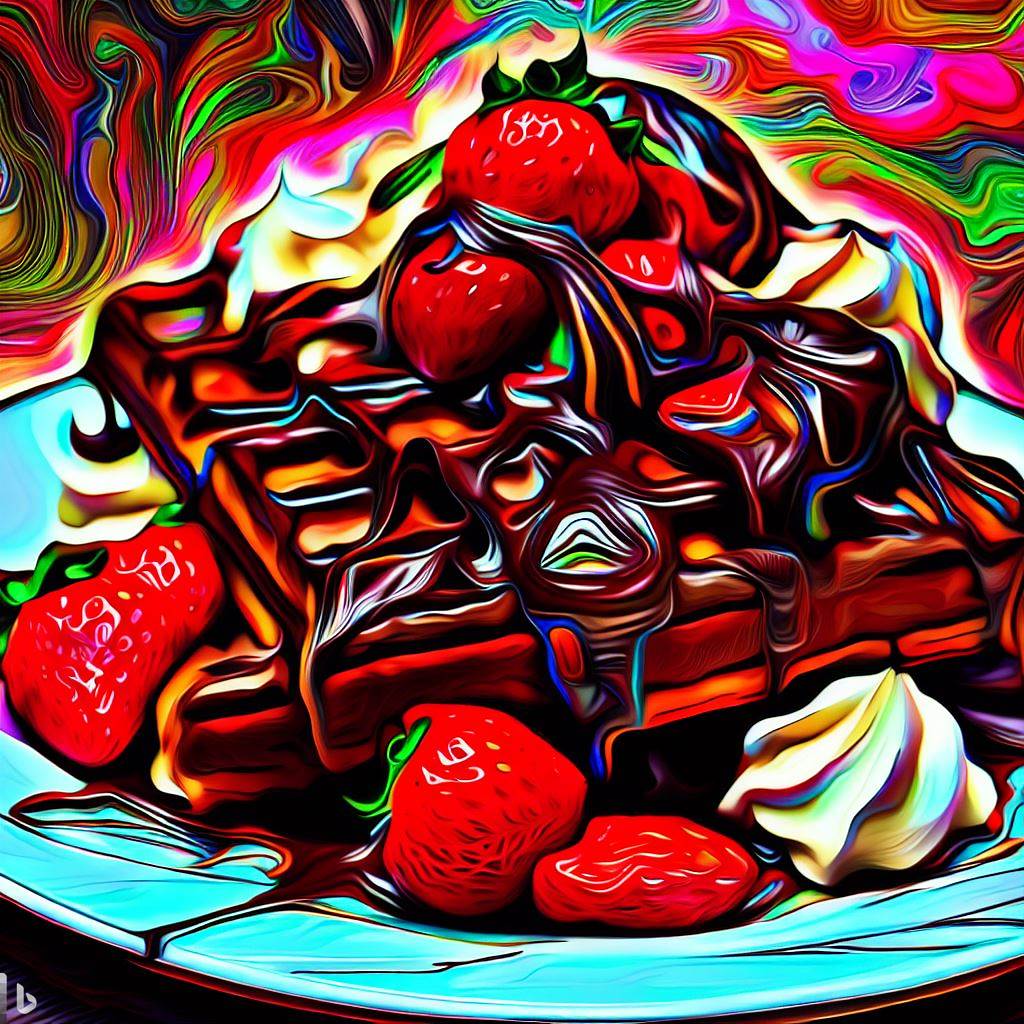 dark chocolate cake vegan waffles illustration