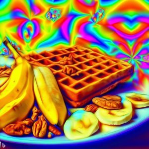 spelt oat banana walnut spice vegan waffles illustration