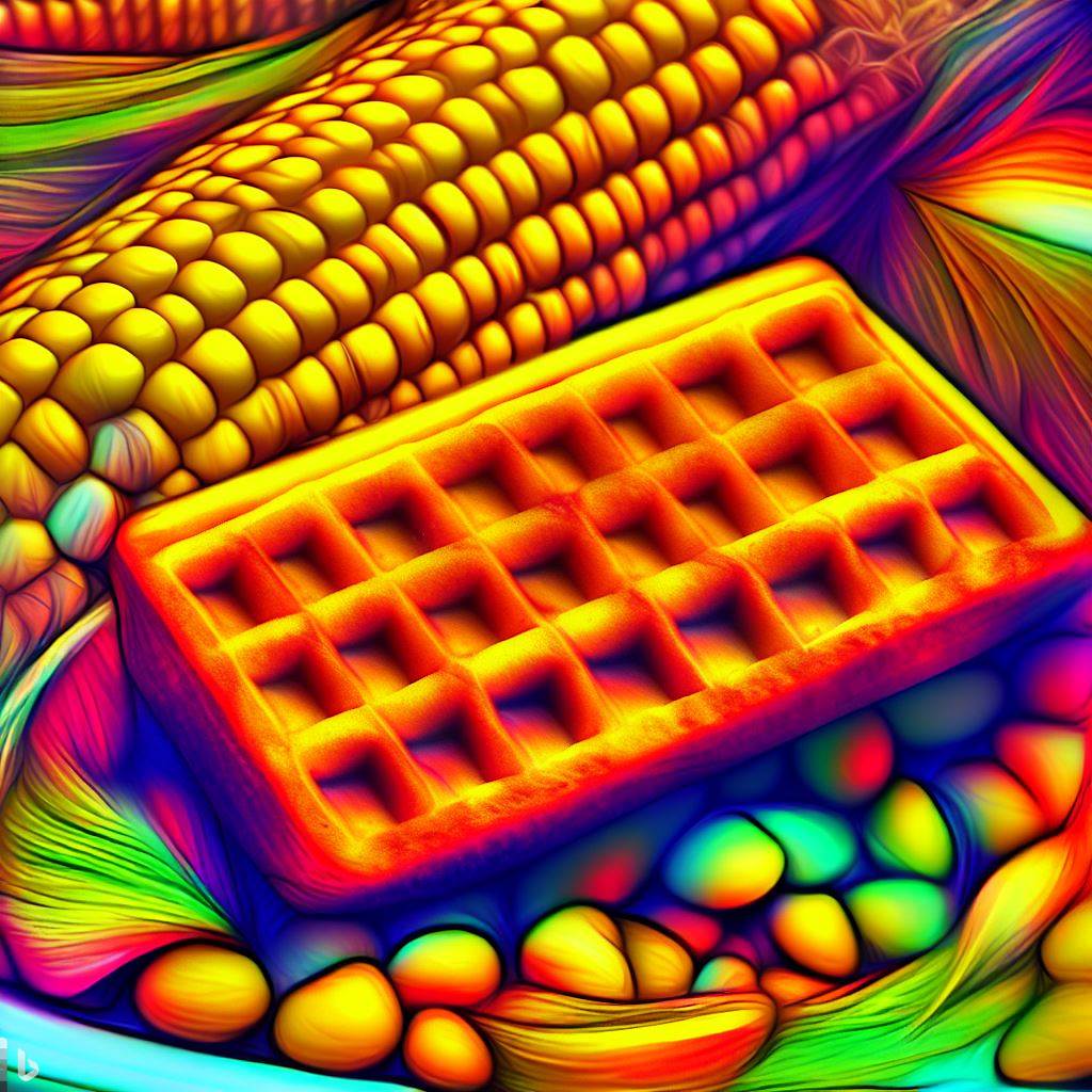 refried bean and cornmeal vegan waffle illustration