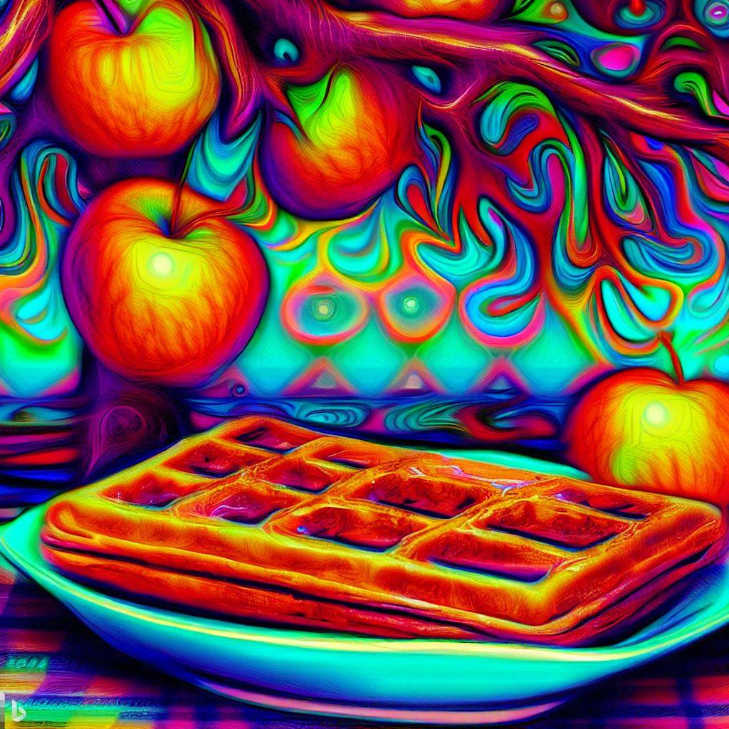 apple cider pecan vegan waffle illustration