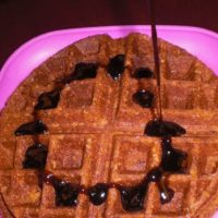 Kicky Syrup on Textured Rice Vegan Waffle