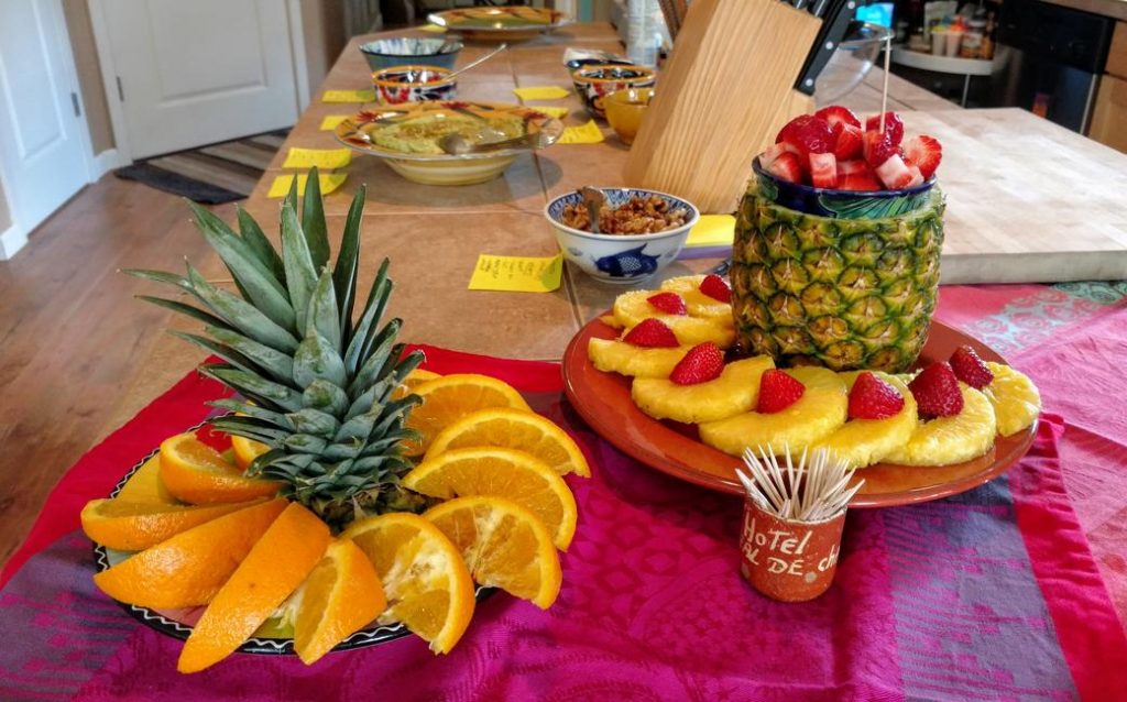 waffle party bar pineapple centerpieces