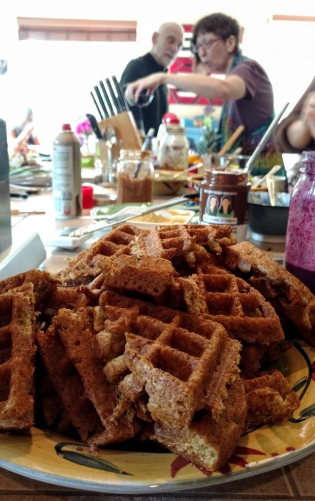 pile of waffles on the waffle party bar, closeup 2