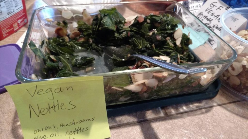 vegan nettles, a savory waffle topping