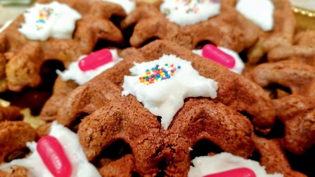 vegan gingerbread waffles for solstice, close-up 02